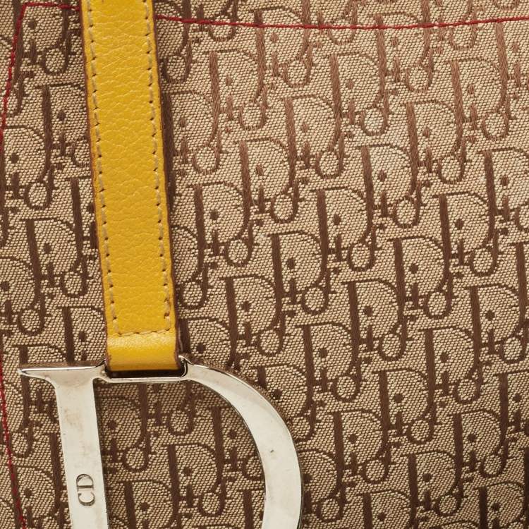Pre Owned Dior Multicolor Oblique Canvas and Leather Rasta Trotter Saddle Bag