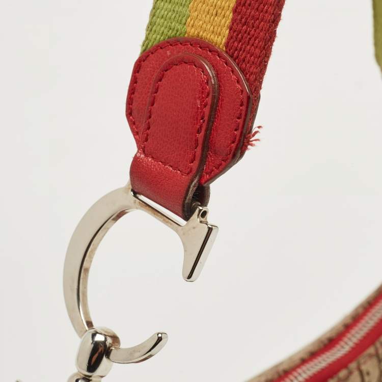 Pre Owned Dior Multicolor Oblique Canvas and Leather Rasta Trotter Saddle Bag