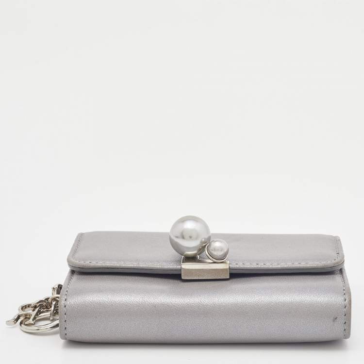 Pre Owned Dior Grey Leather Tribale Card Case