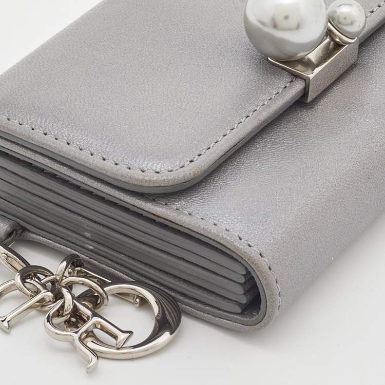 Pre Owned Dior Grey Leather Tribale Card Case