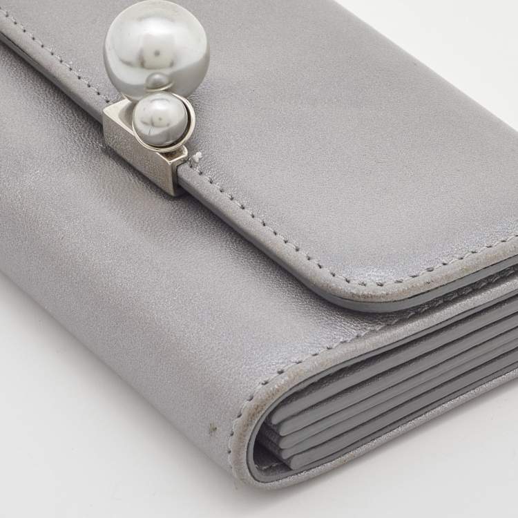 Pre Owned Dior Grey Leather Tribale Card Case