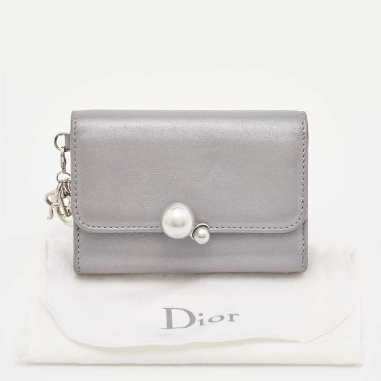 Pre Owned Dior Grey Leather Tribale Card Case