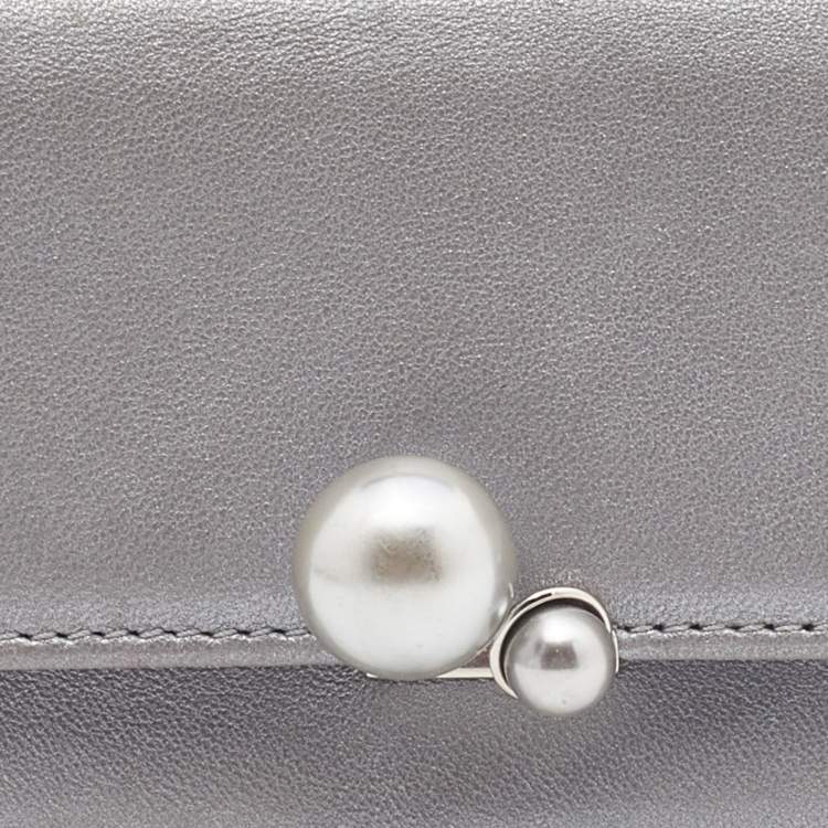 Pre Owned Dior Grey Leather Tribale Card Case