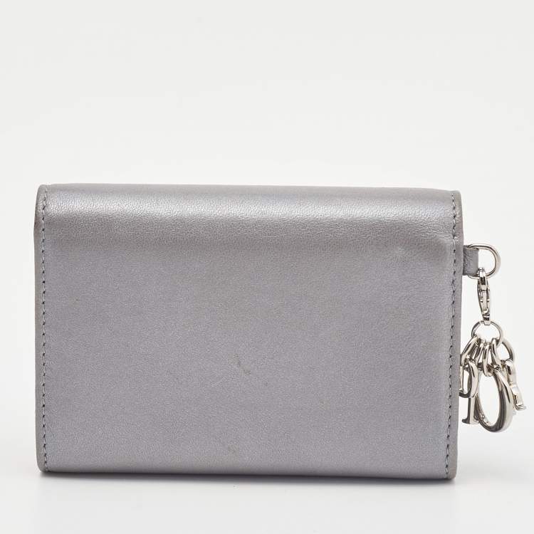 Pre Owned Dior Grey Leather Tribale Card Case