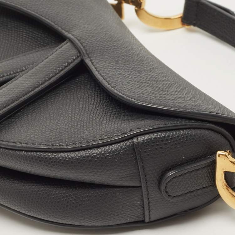 Pre Owned Dior Black Leather Mini Saddle Bag