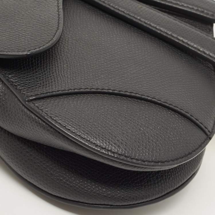 Pre Owned Dior Black Leather Mini Saddle Bag