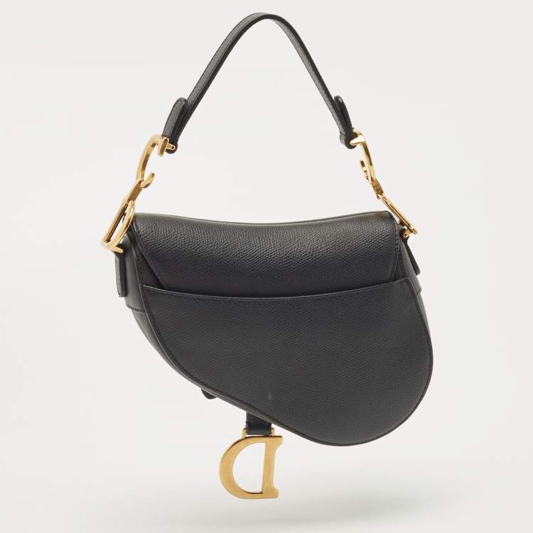 Pre Owned Dior Black Leather Mini Saddle Bag