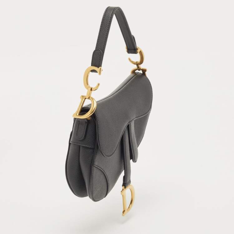 Pre Owned Dior Black Leather Mini Saddle Bag
