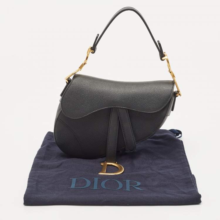 Pre Owned Dior Black Leather Mini Saddle Bag