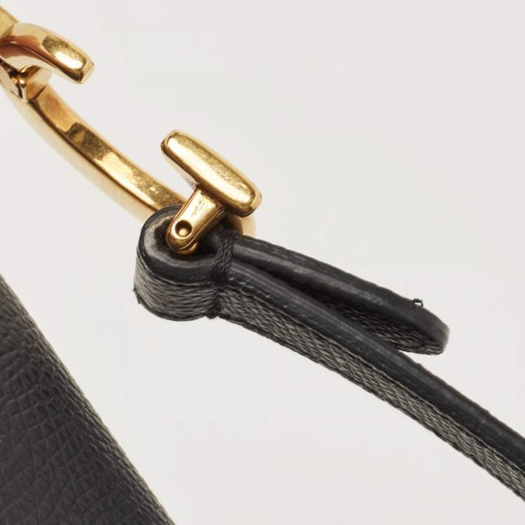 Pre Owned Dior Black Leather Mini Saddle Bag