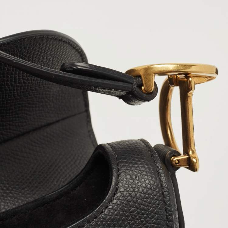 Pre Owned Dior Black Leather Mini Saddle Bag