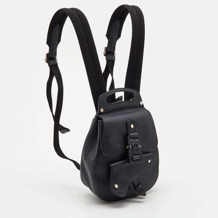 Pre Owned Dior Black Leather Gallop Backpack