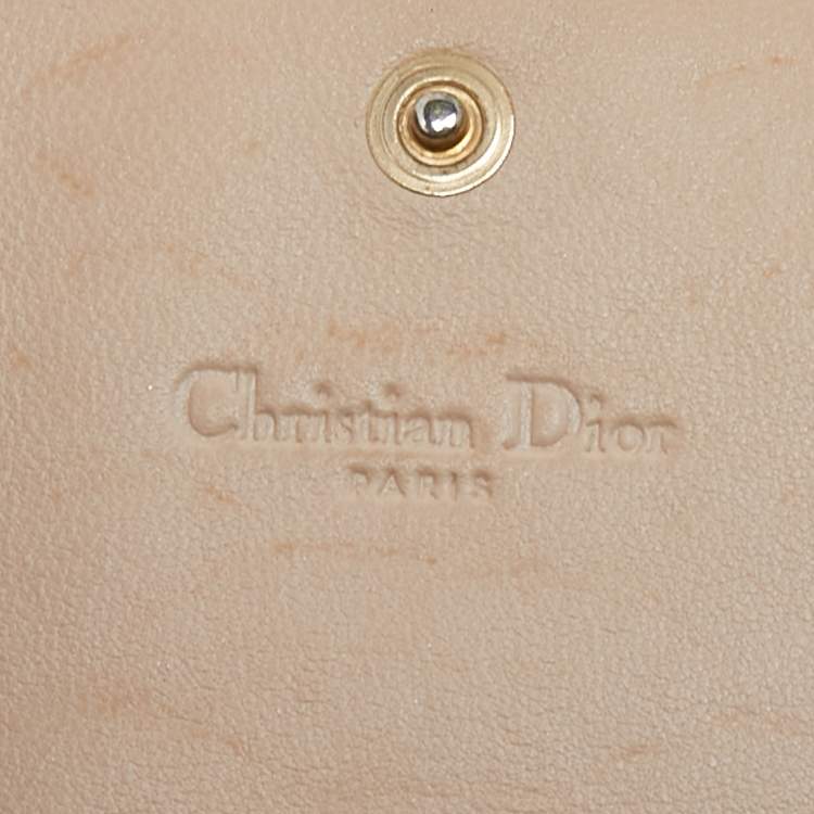 Pre Owned Dior Metallic Beige Python Wristlet Clutch