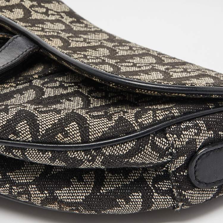 Pre Owned Dior Black Oblique Canvas and Leather Saddle Bag