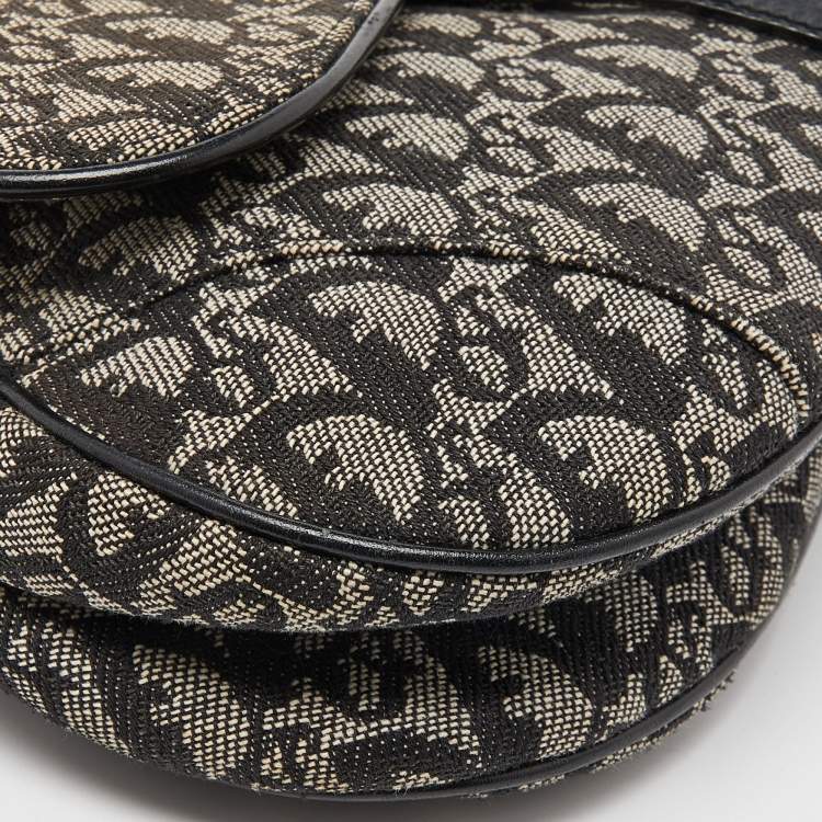 Pre Owned Dior Black Oblique Canvas and Leather Saddle Bag
