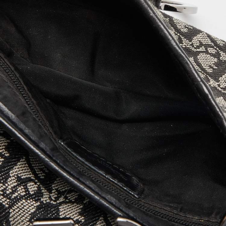 Pre Owned Dior Black Oblique Canvas and Leather Saddle Bag
