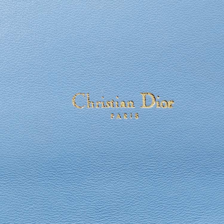 Pre Owned Dior Light Blue Cannage Leather Caro Belt Pouch with Chain
