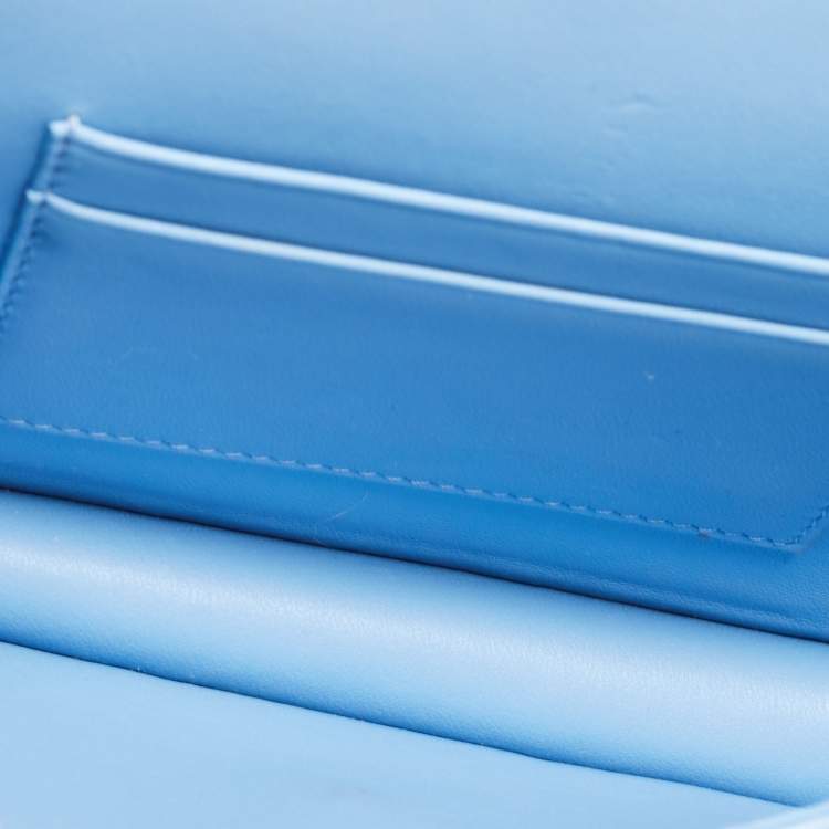 Pre Owned Dior Light Blue Cannage Leather Caro Belt Pouch with Chain