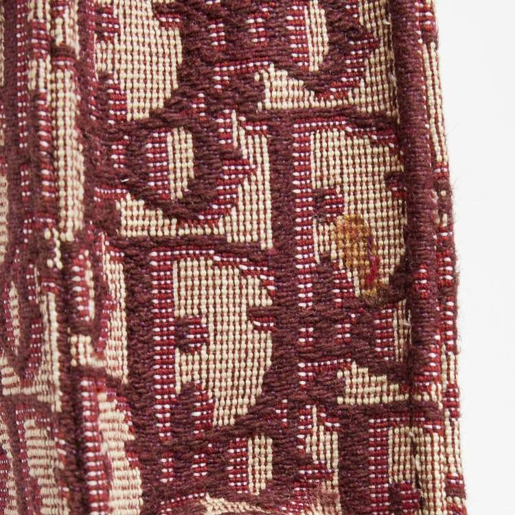 Pre Owned Dior Burgundy Oblique Canvas Saddle Wallet on Chain Bag