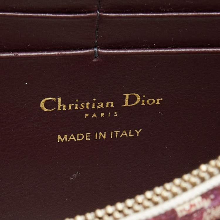 Pre Owned Dior Burgundy Oblique Canvas Saddle Wallet on Chain Bag