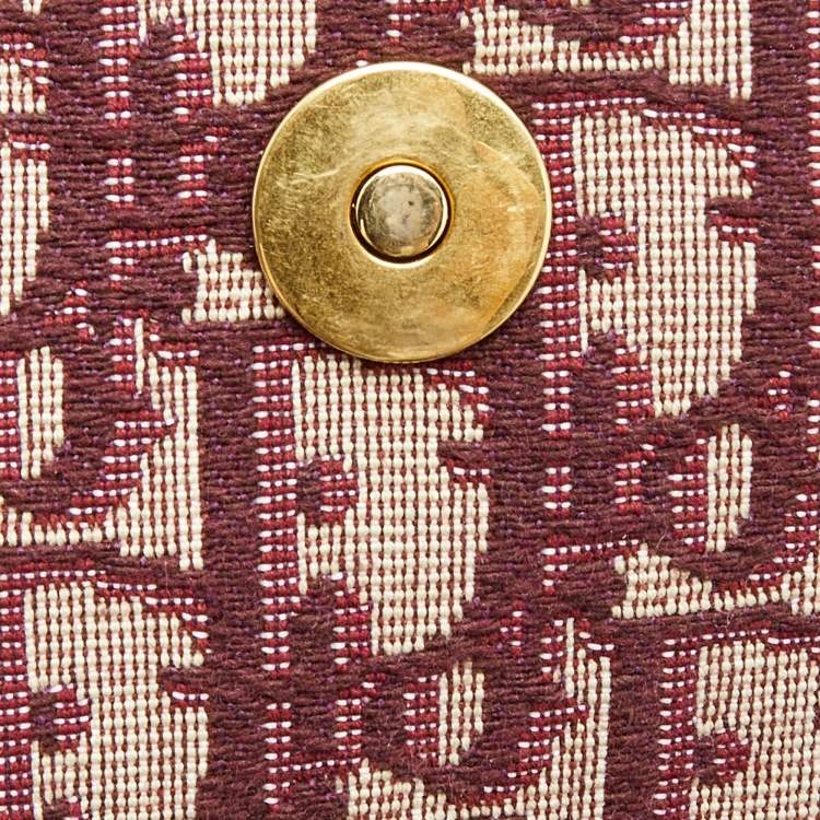 Pre Owned Dior Burgundy Oblique Canvas Saddle Wallet on Chain Bag