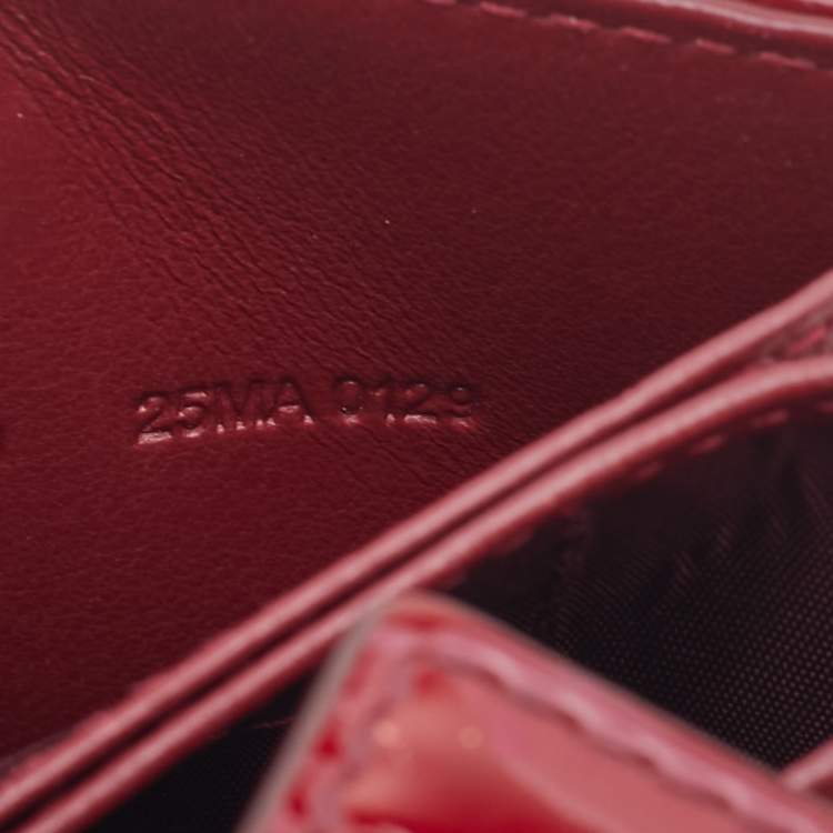 Pre Owned Dior Red Cannage Patent Leather Lady Dior 5 Gusset Card Holder