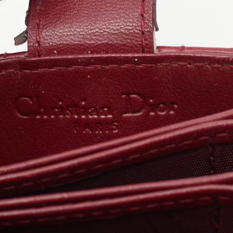 Pre Owned Dior Red Cannage Patent Leather Lady Dior 5 Gusset Card Holder
