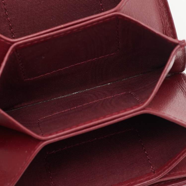 Pre Owned Dior Red Cannage Patent Leather Lady Dior 5 Gusset Card Holder