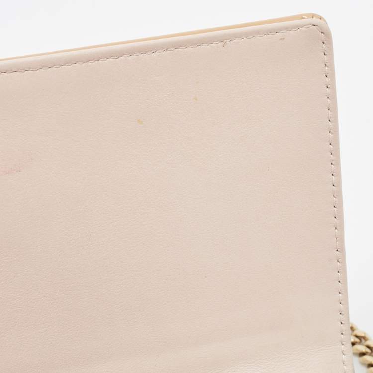 Pre Owned Dior Beige Patent Leather Diorama Wallet On Chain