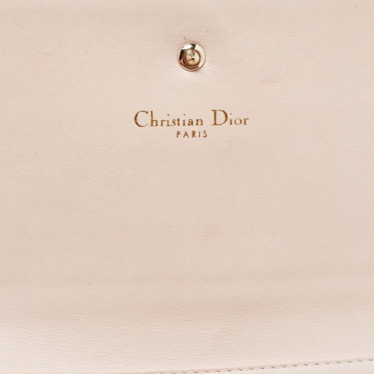 Pre Owned Dior Beige Patent Leather Diorama Wallet On Chain