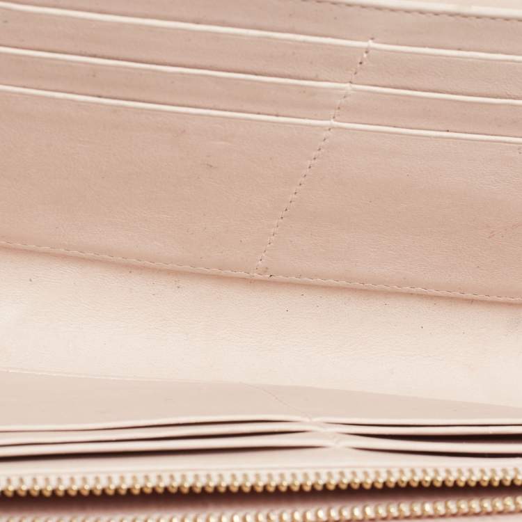 Pre Owned Dior Beige Patent Leather Diorama Wallet On Chain