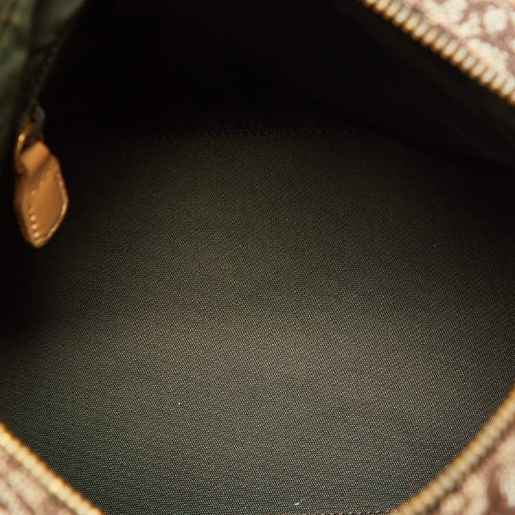 Pre Owned Dior Beige/Tan Oblique Canvas and Leather Small Trotter Boston Bag