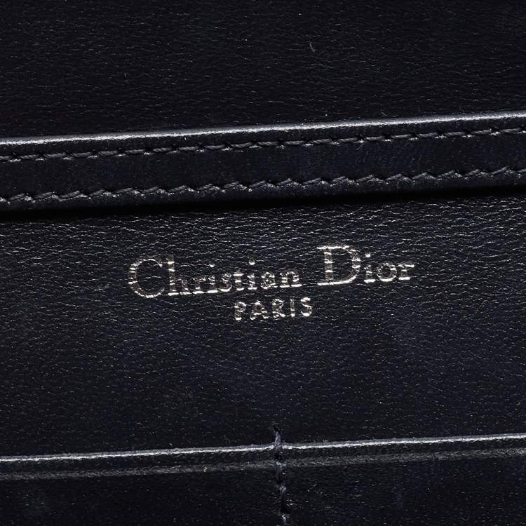 Pre Owned Dior SIlver Micro Cannage Patent Leather Diorama Wallet On Chain
