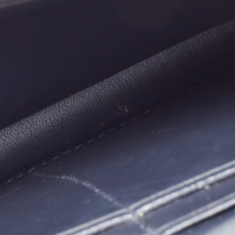 Pre Owned Dior SIlver Micro Cannage Patent Leather Diorama Wallet On Chain