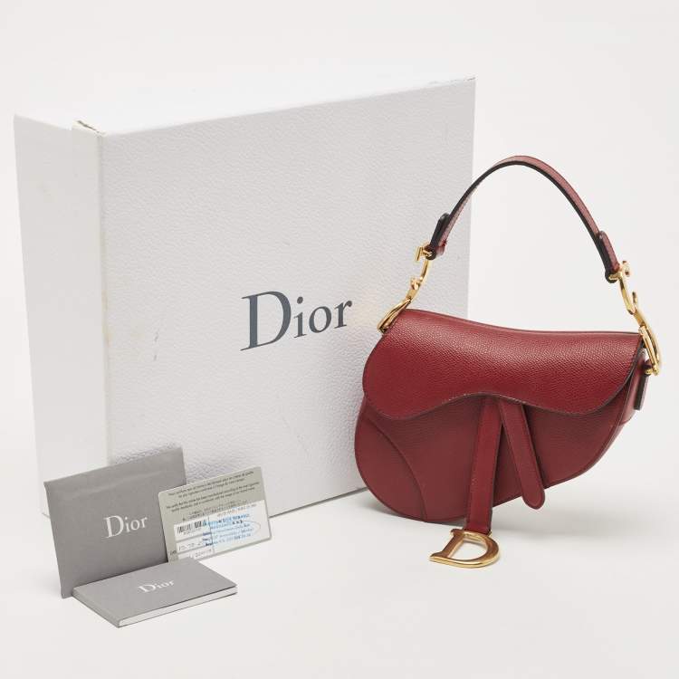 Pre Owned Dior Red Leather Mini Saddle Bag