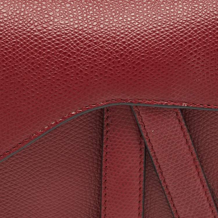 Pre Owned Dior Red Leather Mini Saddle Bag