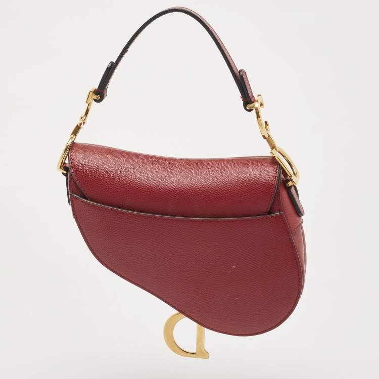 Pre Owned Dior Red Leather Mini Saddle Bag