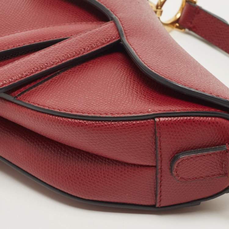 Pre Owned Dior Red Leather Mini Saddle Bag