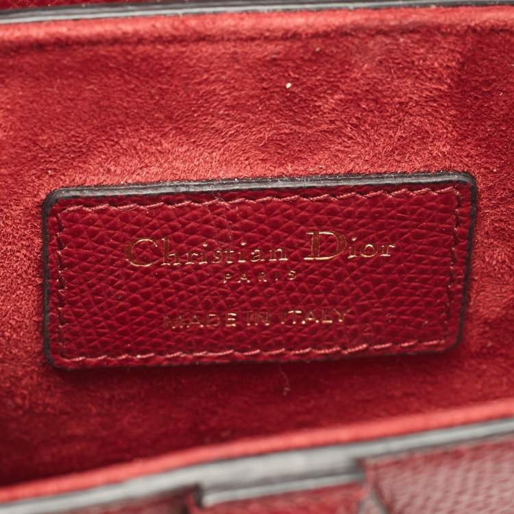 Pre Owned Dior Red Leather Mini Saddle Bag