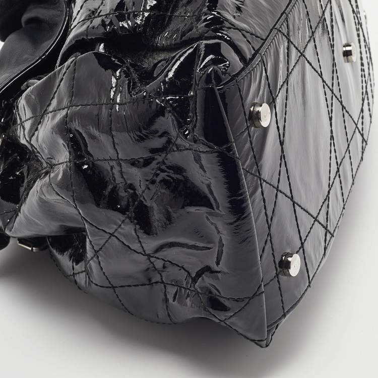 Pre Owned Dior Black Cannage Patent Leather Le Trente Hobo