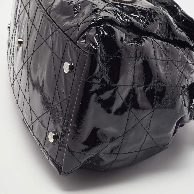 Pre Owned Dior Black Cannage Patent Leather Le Trente Hobo