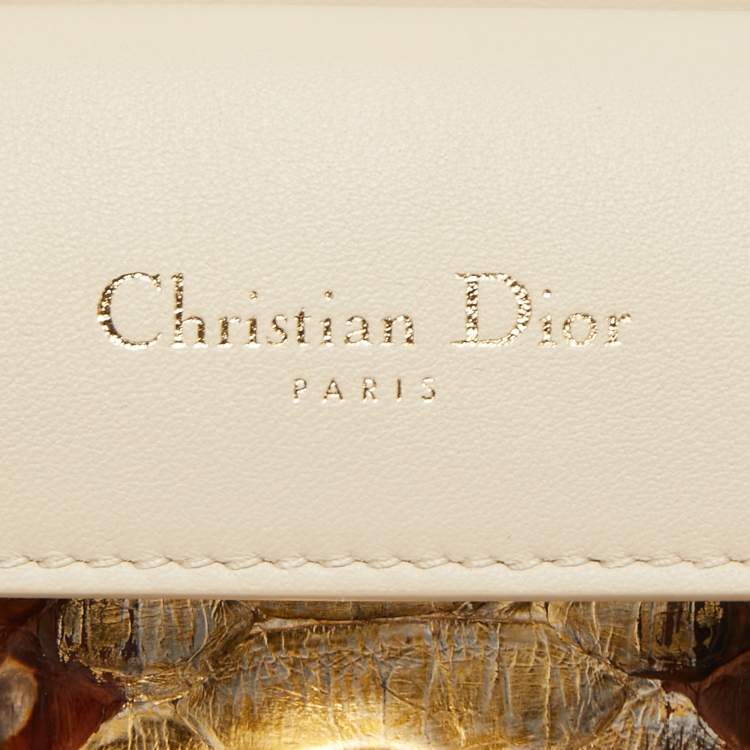 Pre Owned Dior Beige/Gold Python Mini Be Dior Top Handle Bag