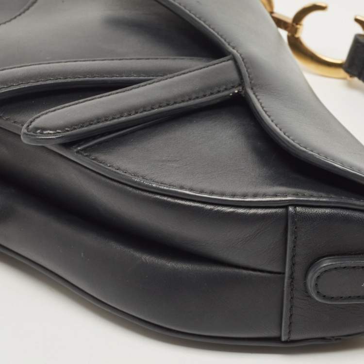 Pre Owned Dior Black Leather Mini Saddle Bag