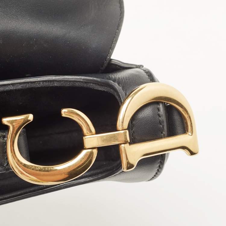 Pre Owned Dior Black Leather Mini Saddle Bag