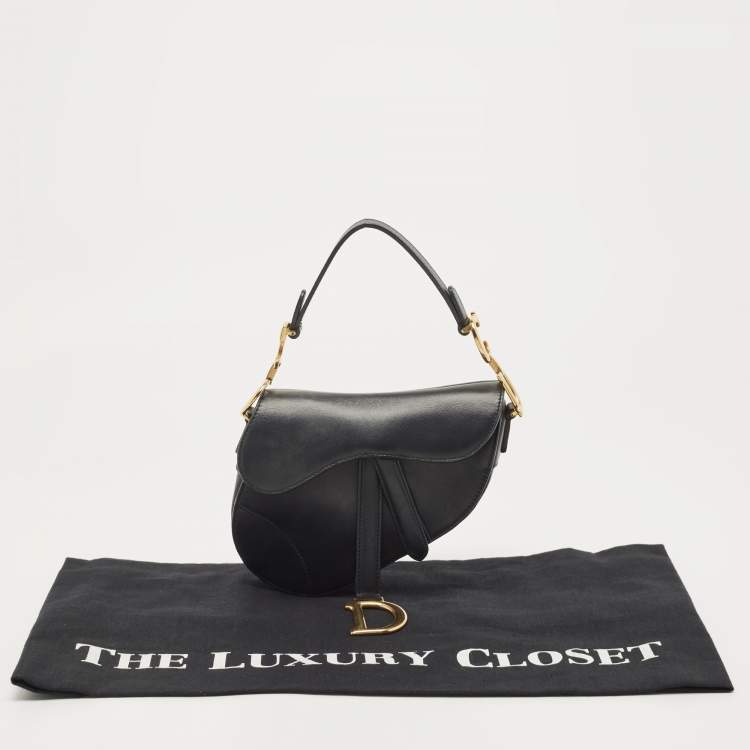 Pre Owned Dior Black Leather Mini Saddle Bag