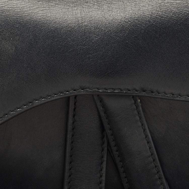 Pre Owned Dior Black Leather Mini Saddle Bag