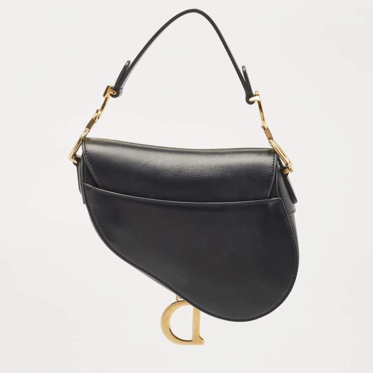 Pre Owned Dior Black Leather Mini Saddle Bag