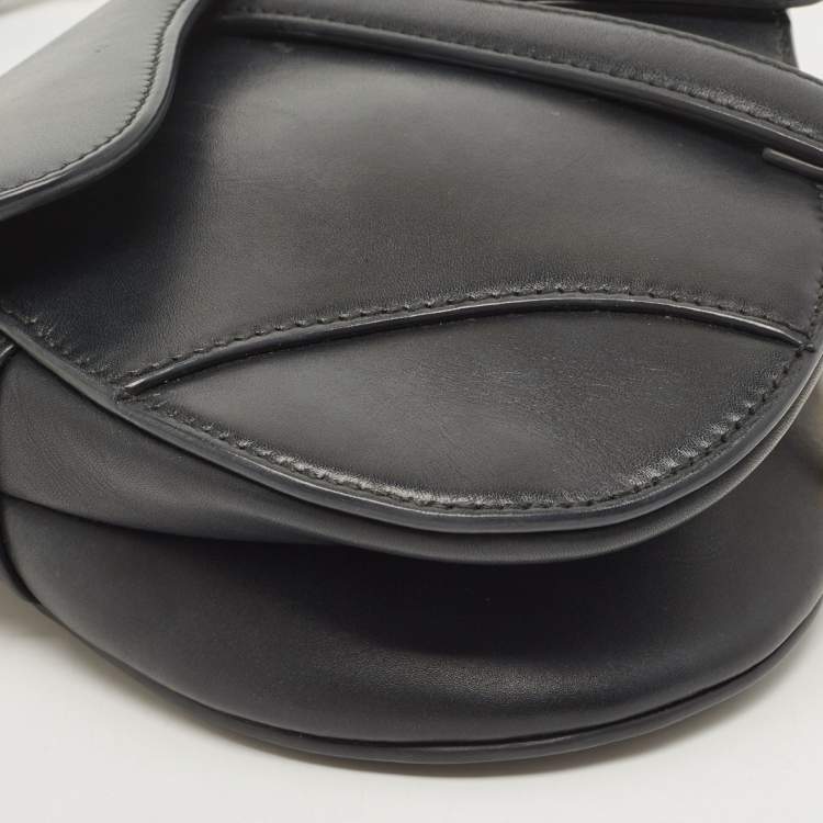 Pre Owned Dior Black Leather Mini Saddle Bag