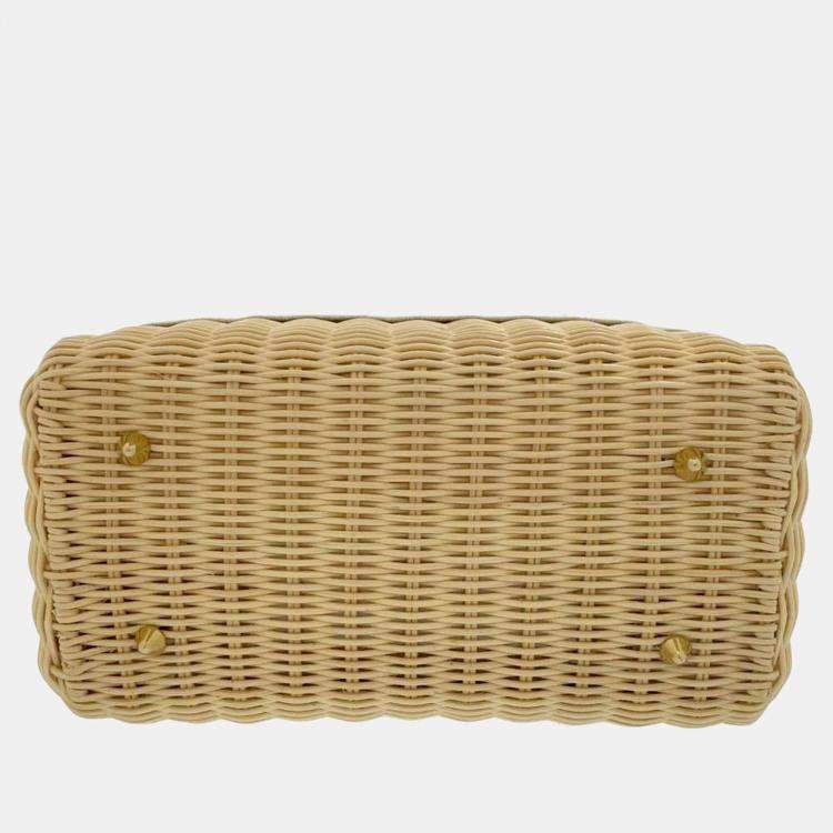 Pre Owned Dior Wicker & Oblique Medium Lady Dior Bag 