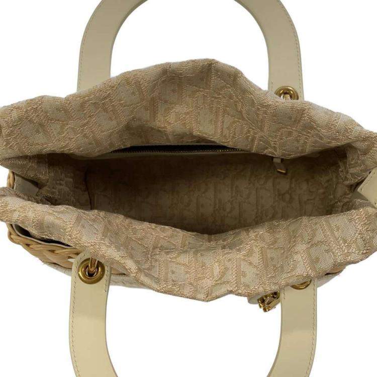 Pre Owned Dior Wicker & Oblique Medium Lady Dior Bag 